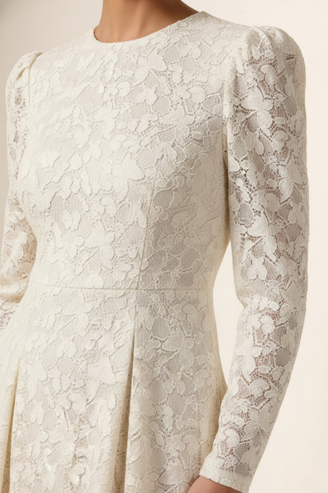 Flutter & Pleat Sand Net Dress