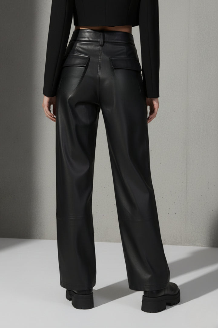Obsidian Leather High-Waist Pants