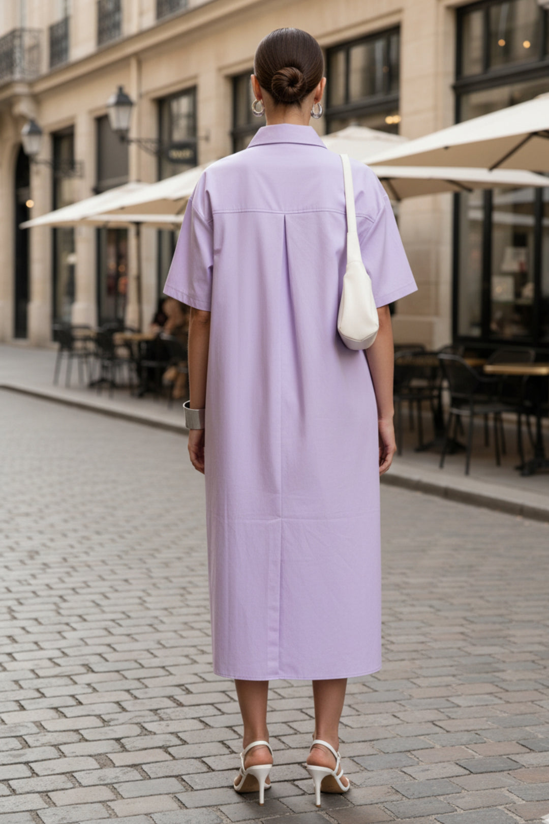 Lilac Zip Pattern Oversized Shirt Dress