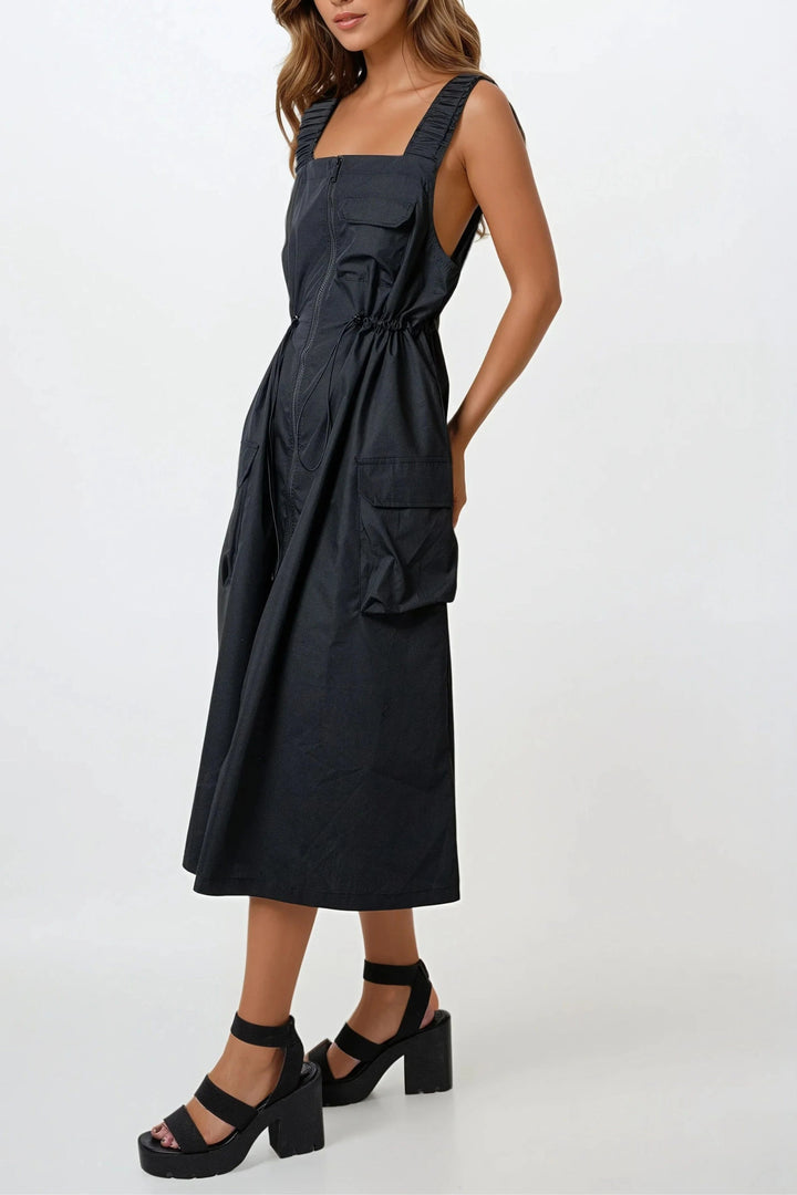 Sunset Black Zippered Dress