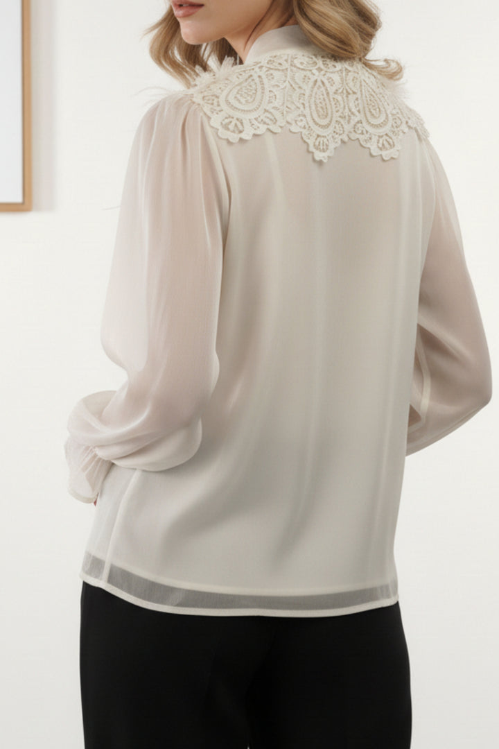 Ivory Flower Embroidered Tissue Top