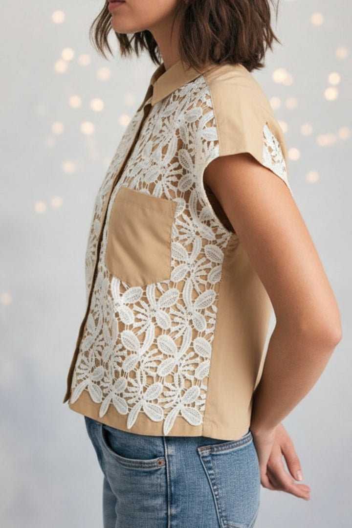 Daisy Beige Embroidered Top