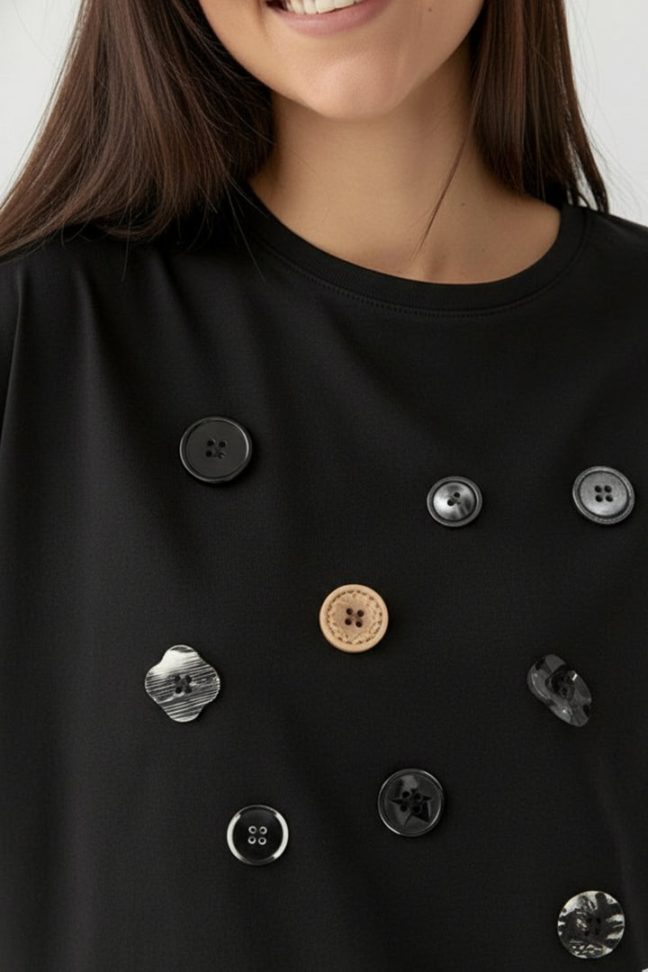 Button Pop Black T-shirt