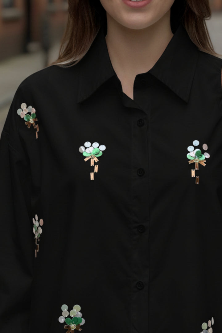 Black Meadow Sequin Shirt