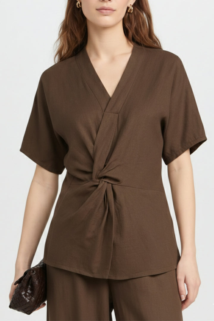 Mocha Twist Knot Top & Pant Co-Ord Set