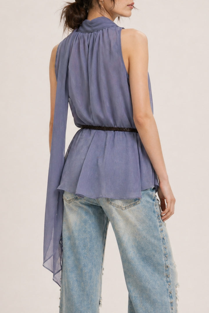 Lilac Whisper Belted Top