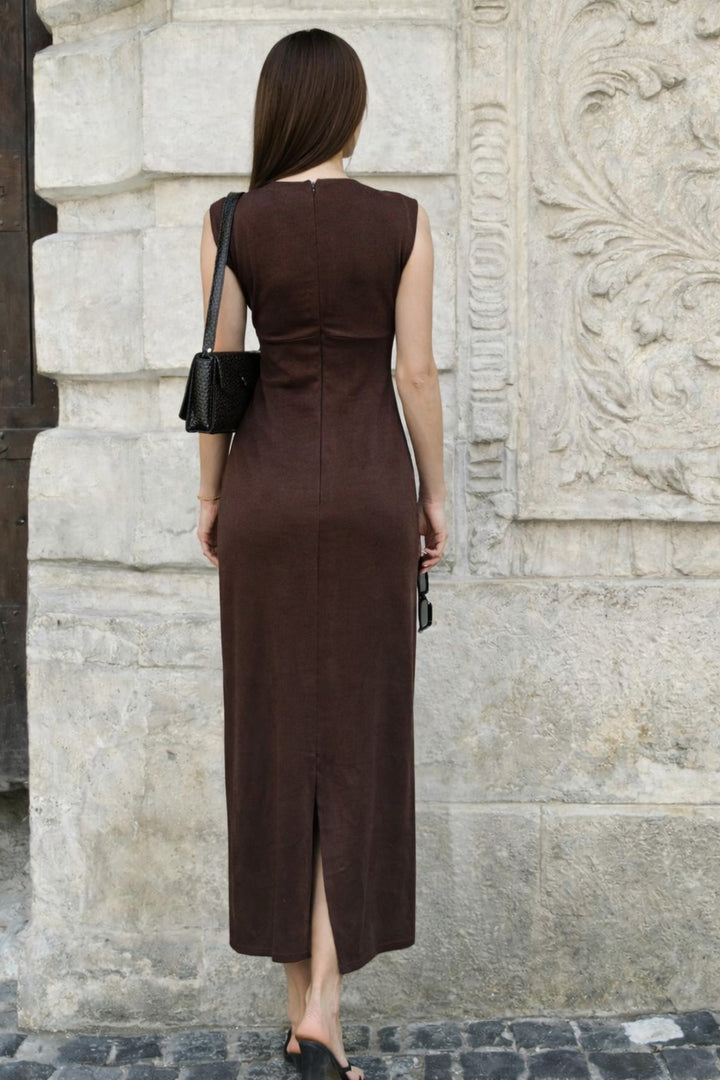 Cocoa Asymmetric Drape Maxi Dress