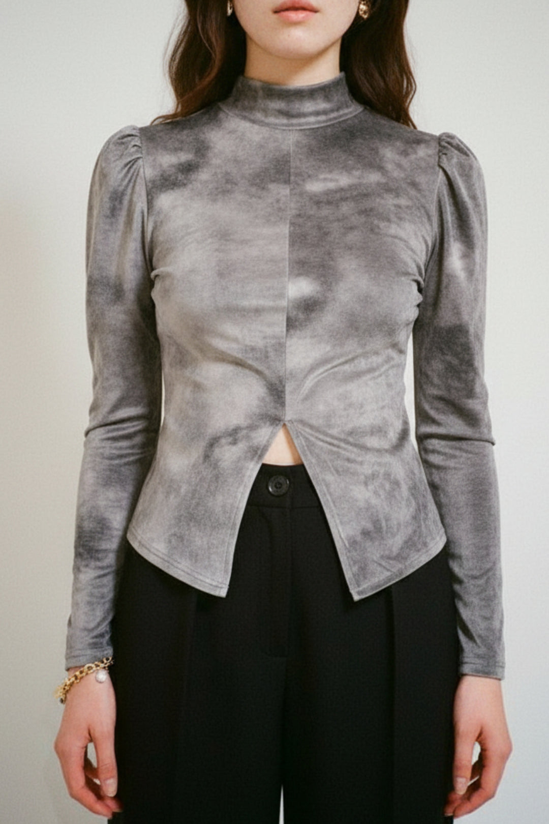 Grey Swirl Skin-fit top