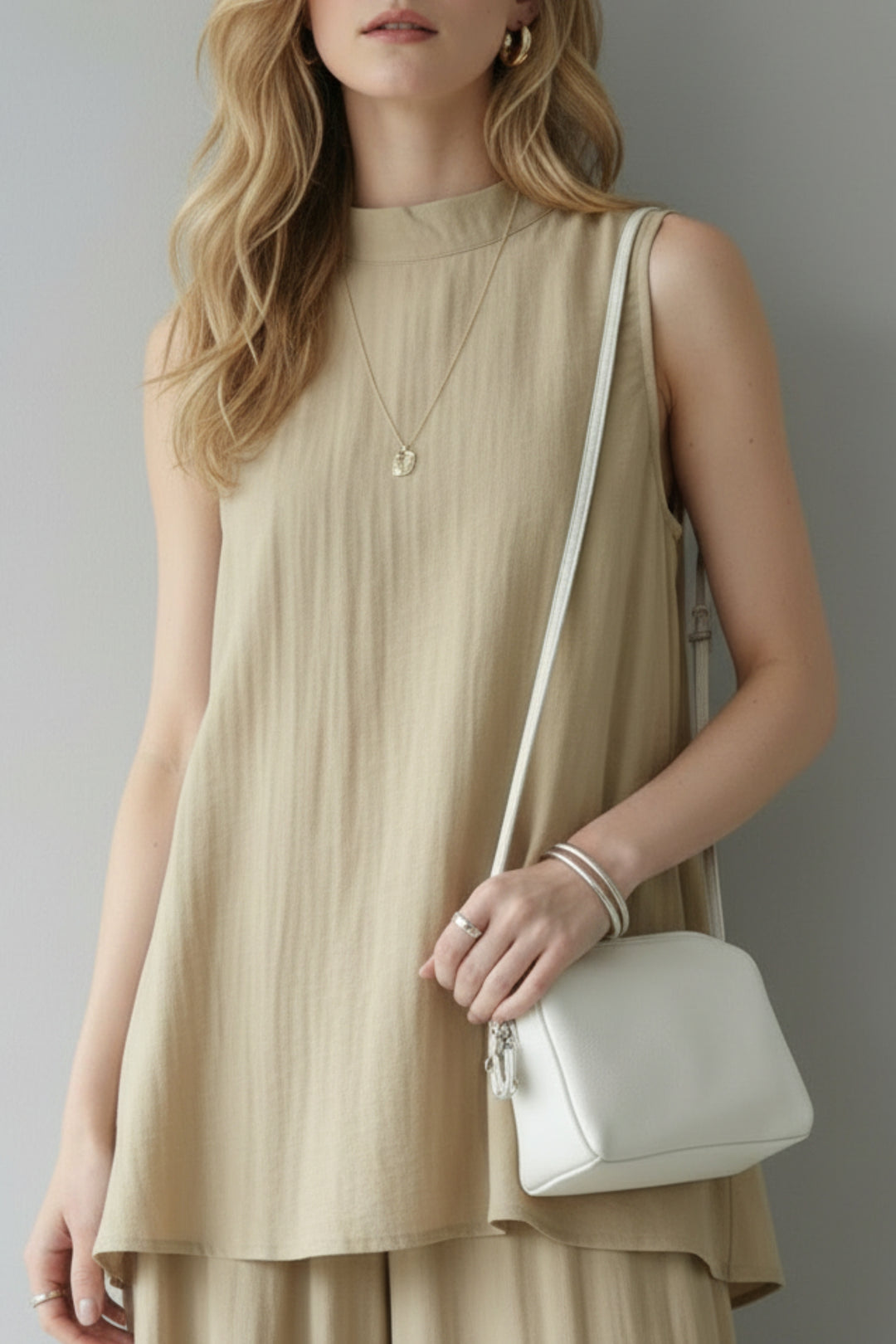 Neutral Beige back slit Comfort Co-Ord set