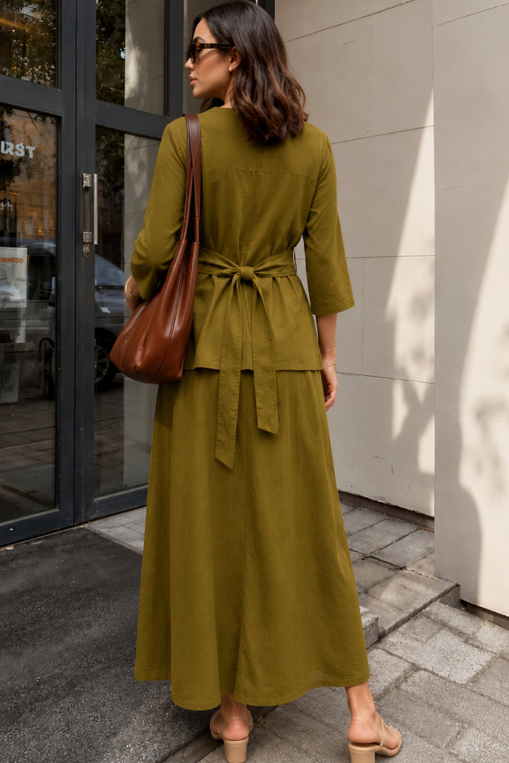 Olive Linen Wrap Coord