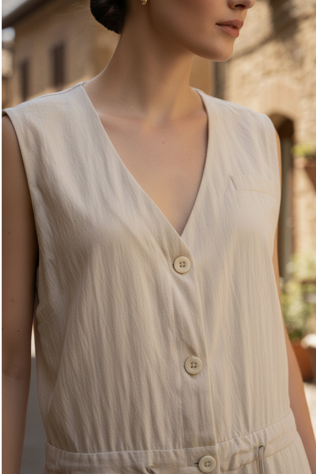 Agnes Vest Cream Jumpsuit