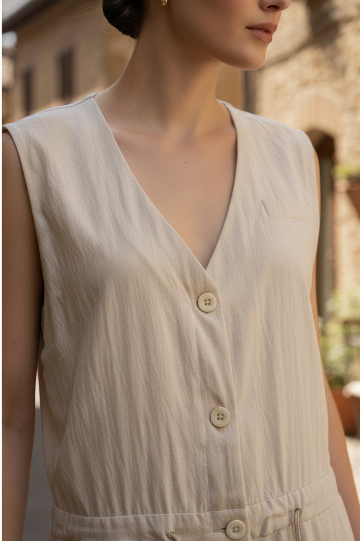 Agnes Vest Cream Jumpsuit
