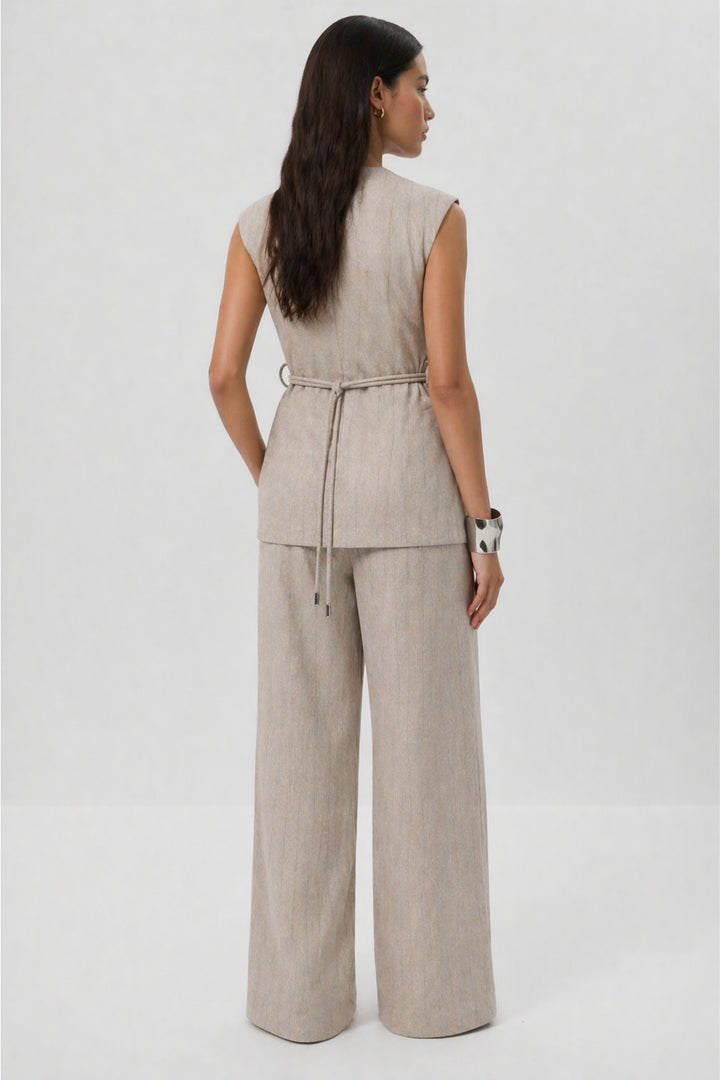 Swiss Latte Striped Waistcoat Co-ord Set