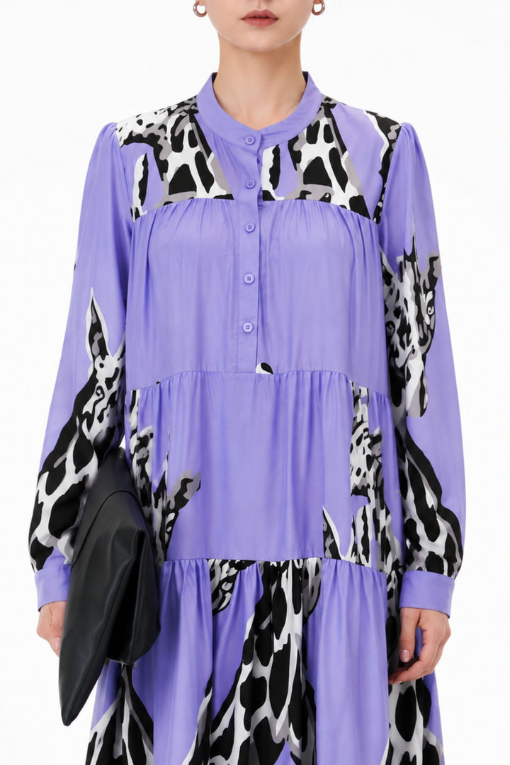 Purple tiered maxi dress for women
