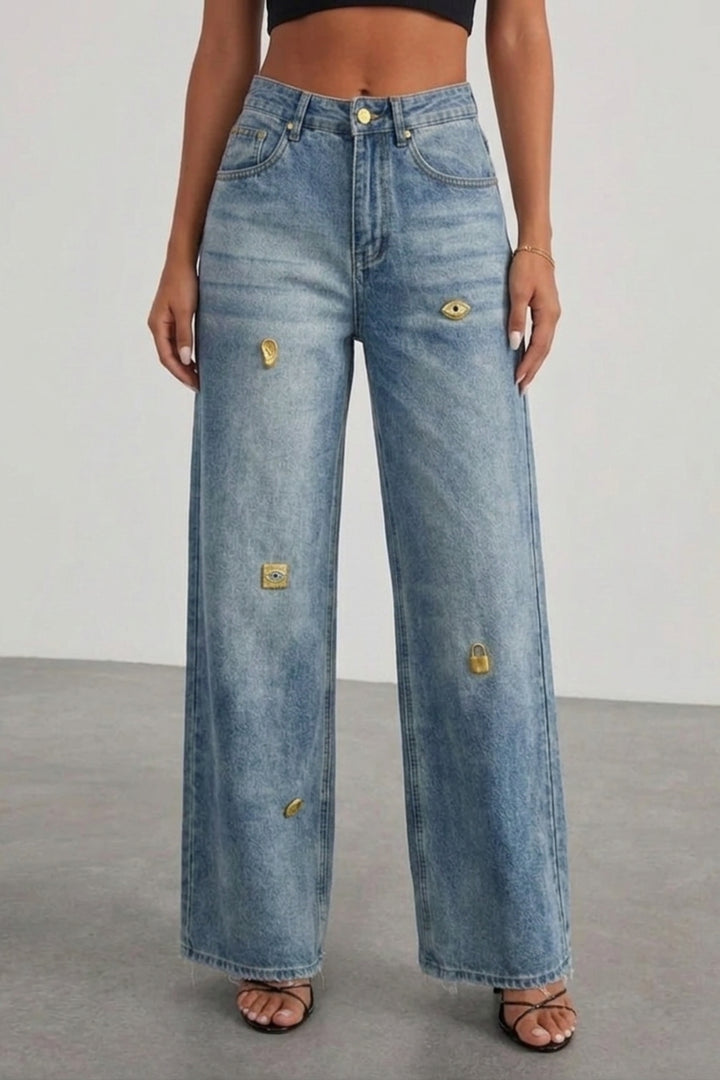 high-rise wide-leg jeans