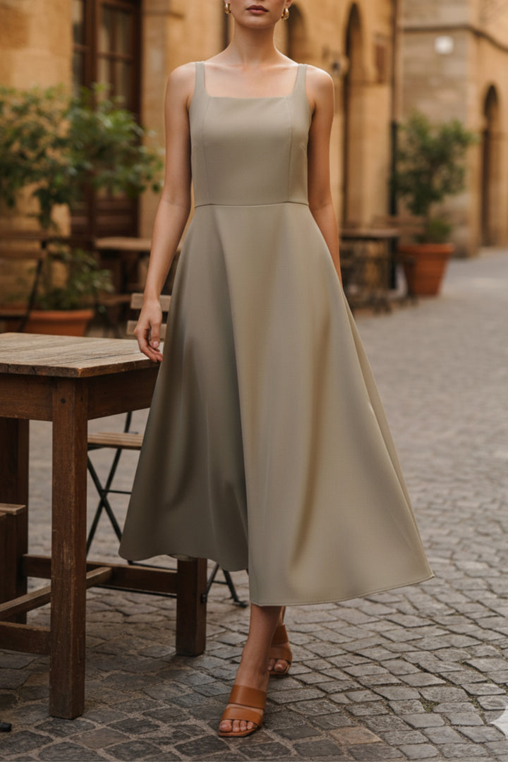 Elegante Greige Sleeveless Dress
