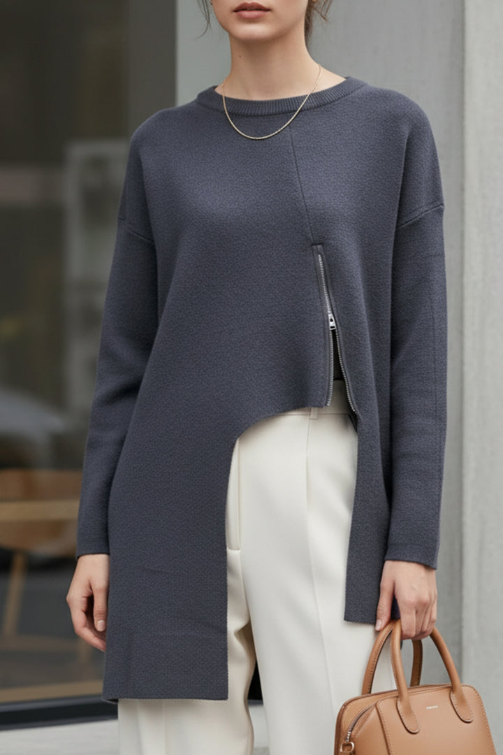 Slate Grey Framed Box knit Sweater