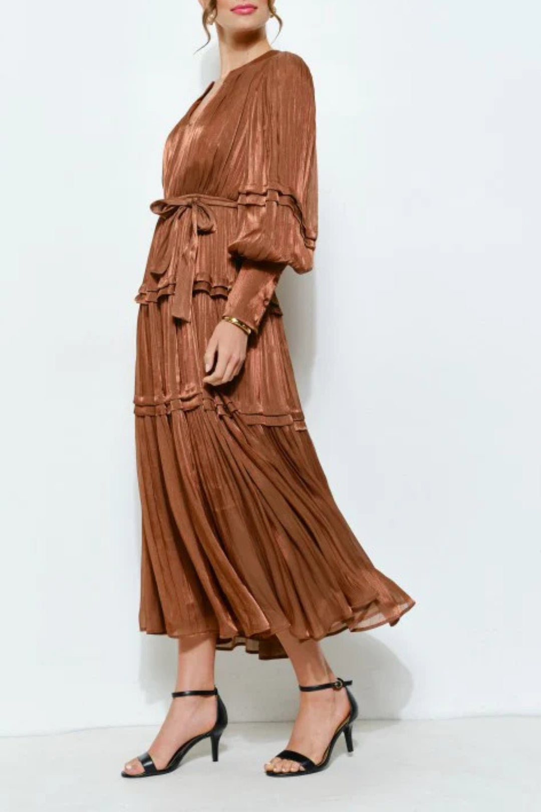 Metallic Bronze Tiered dress