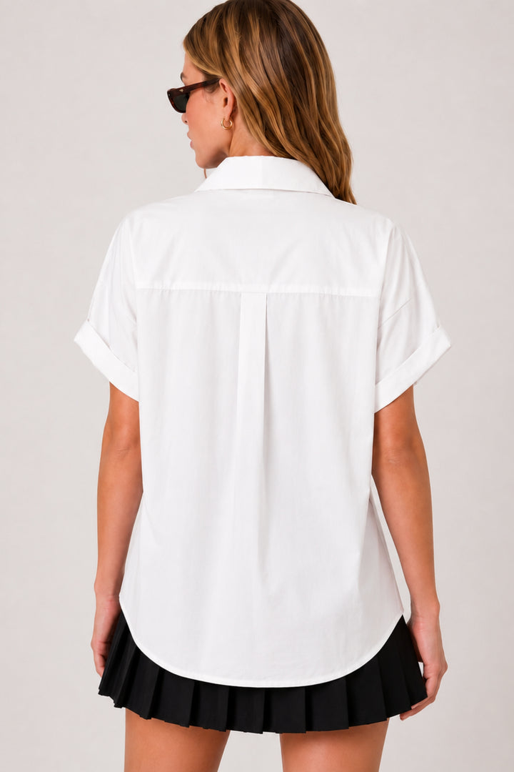 White Floral Oversized Shirt