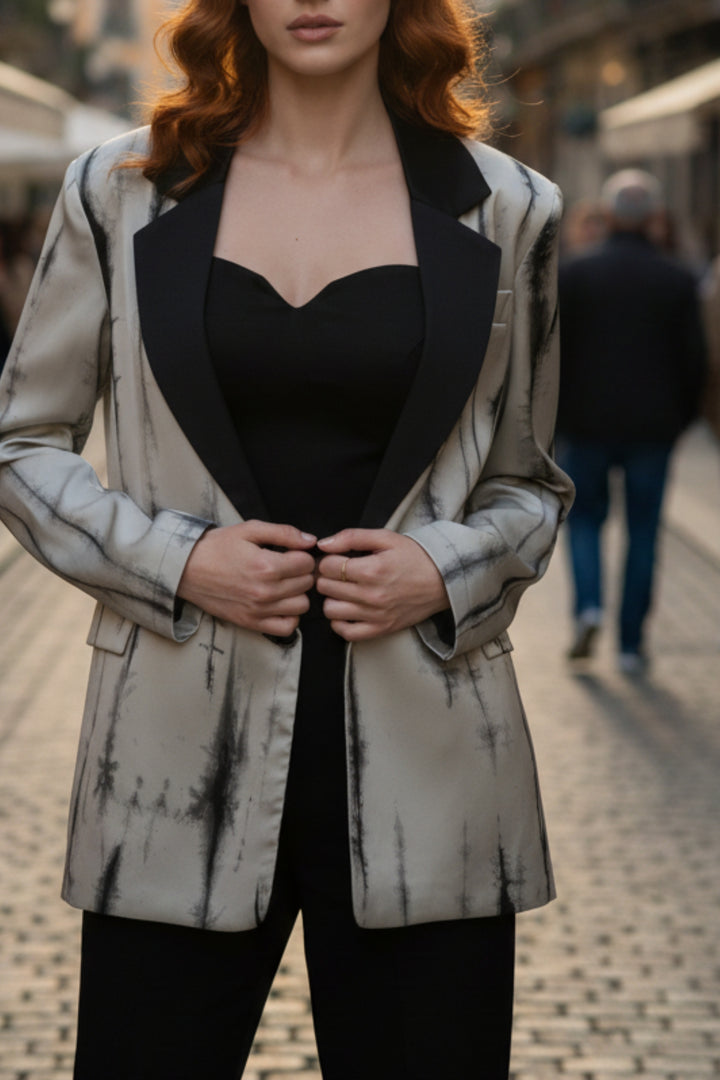 Ashen Aura Satin Shacket Blazer
