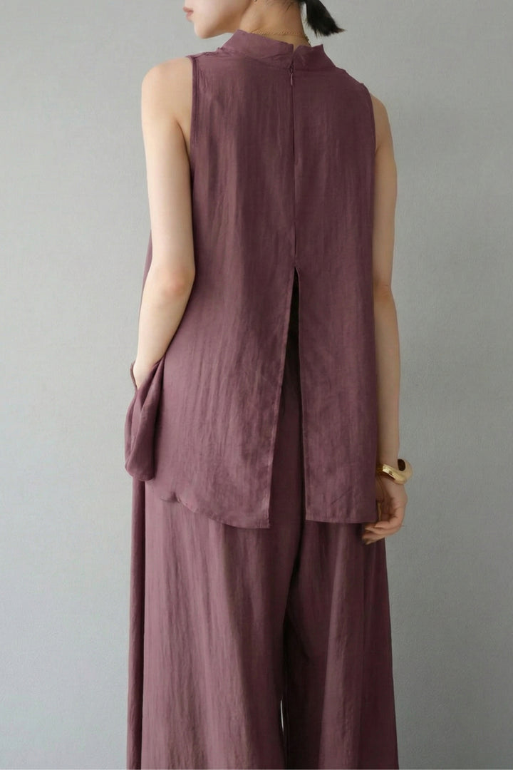 Plum Purple  Back Slit Comfort Co-Ord Set