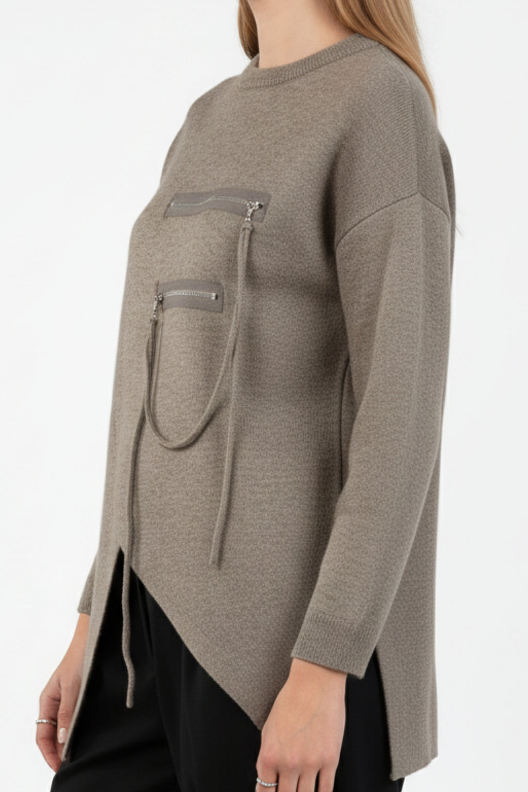 Sage Zipline Geometrical Sweater