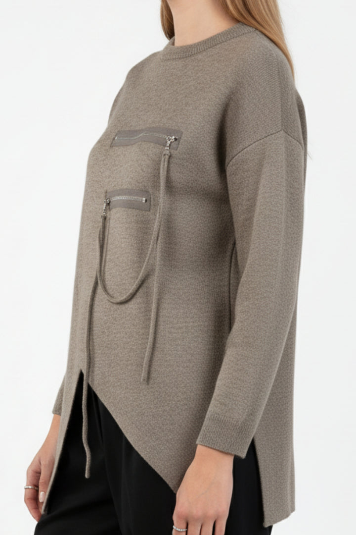 Sage Zipline Geometrical Sweater