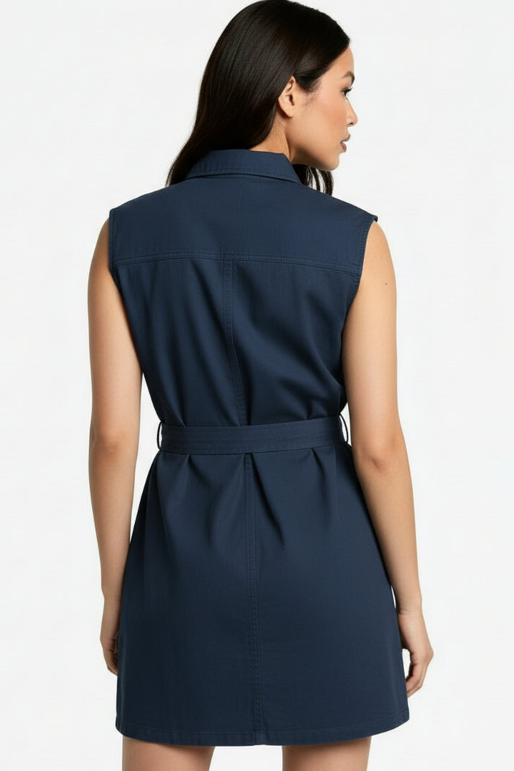Navy Blue Utility Belted Dress