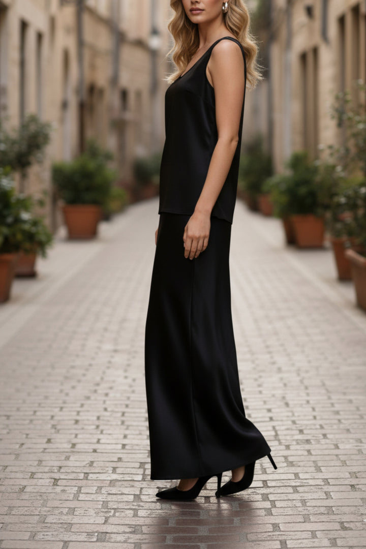 Augusta Black Satin Co-ord Set