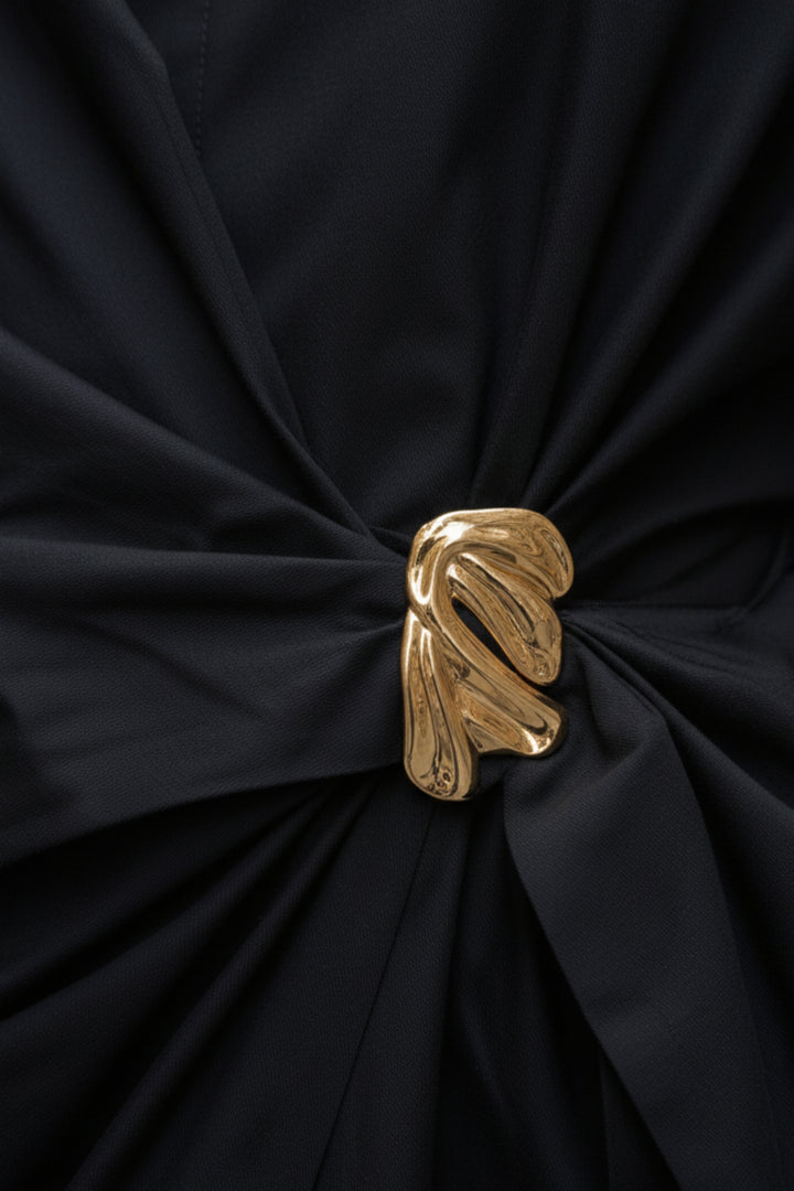 Noir Drape Buckle Shirt