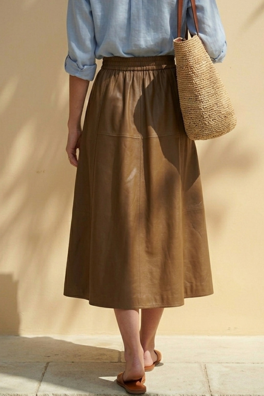 Rustic Brown Leather Skirt