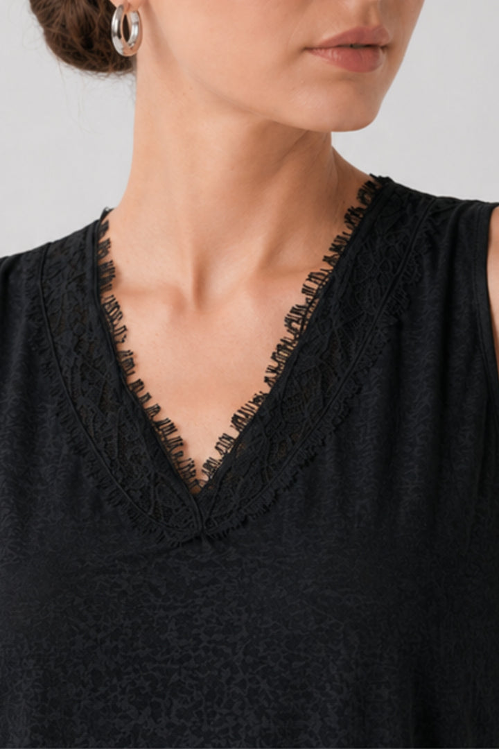 Black  Lace Cascade Top