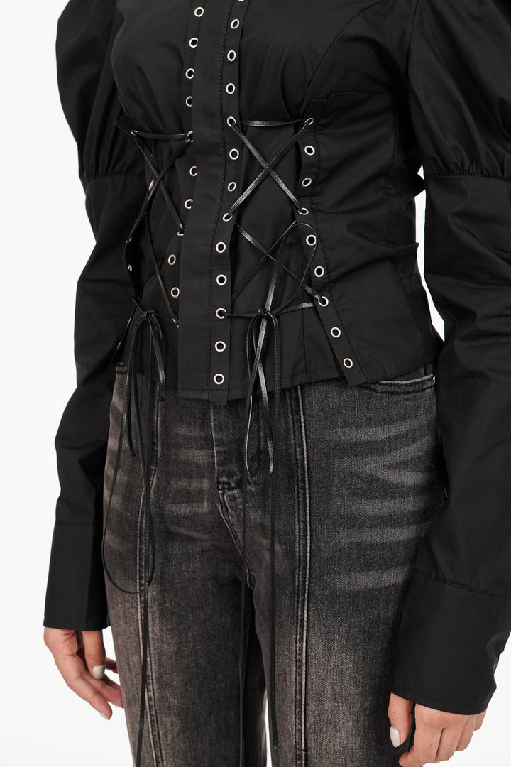 Grunge Black Tie-up Shirt