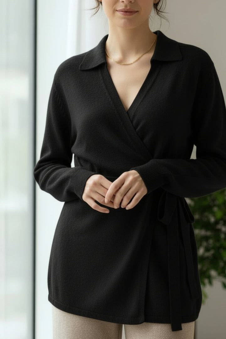 Midnight Tie-Up Knit Top