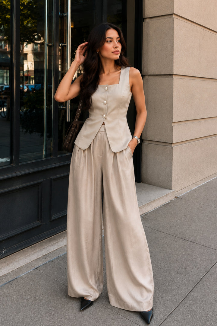 Oyster Cream Waistcoat Co-Ord