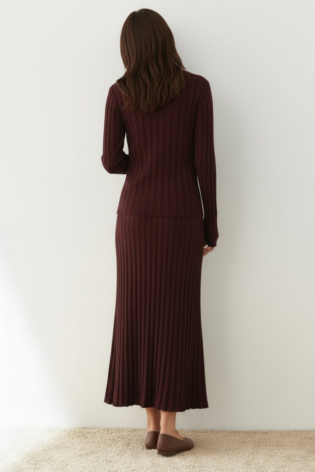 Burnt Maroon Button Down Co-ord Set