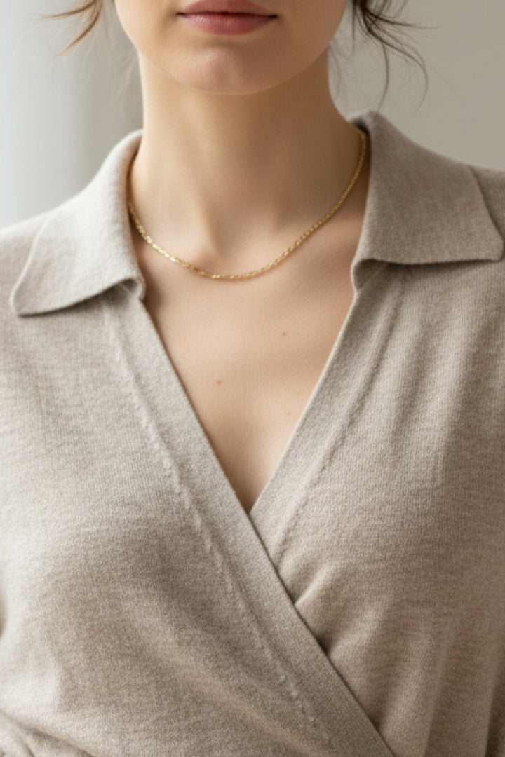 Warm Stone Tie-Up Top