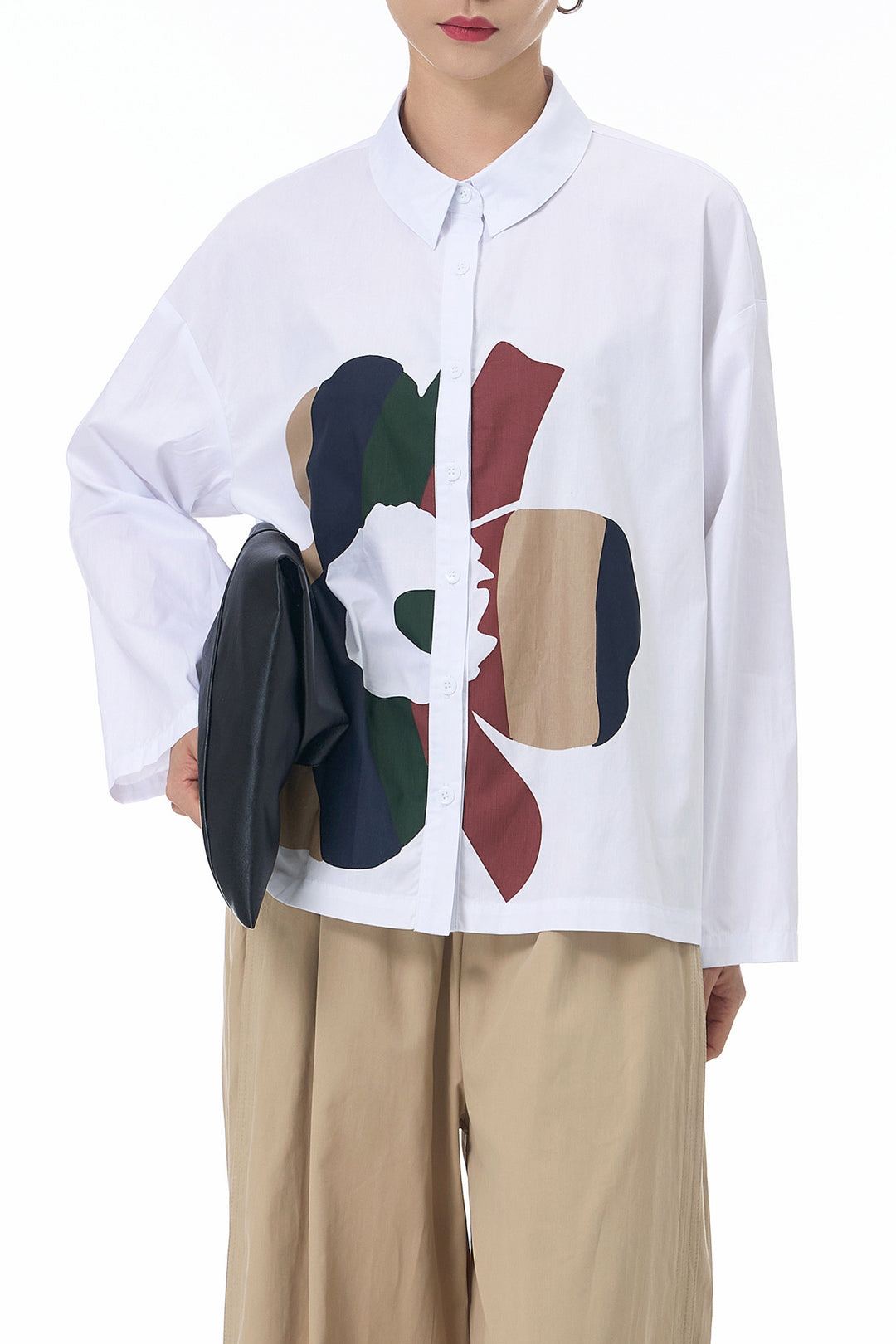 white printed full sleeve shirt