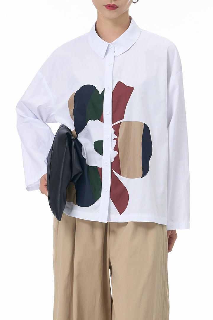 white printed full sleeve shirt