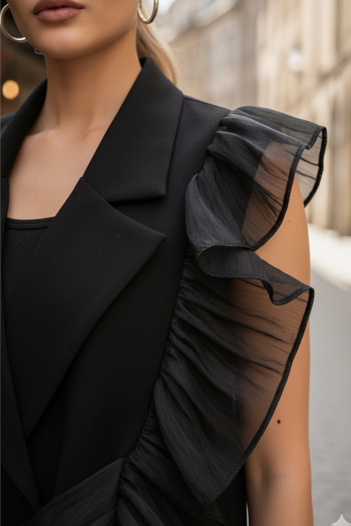 Emily Black Ruffled Vest