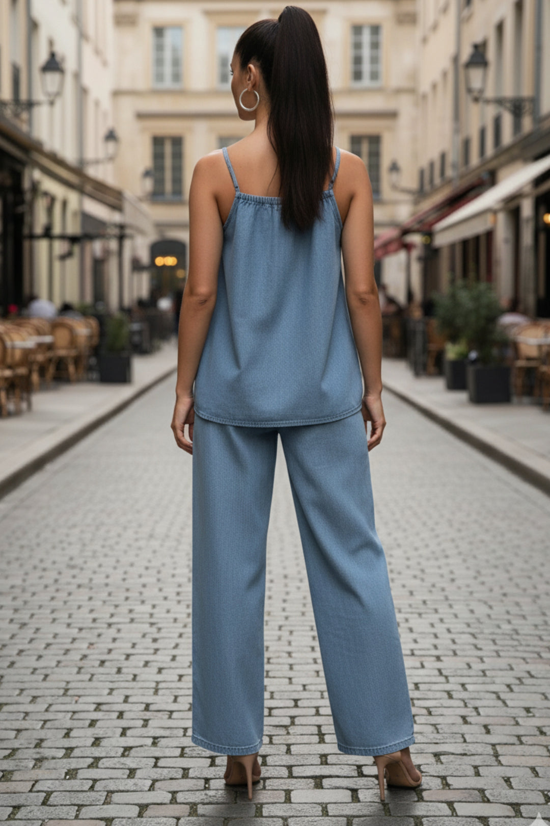 Dayflower Blue Denim Pant Co-ord Set