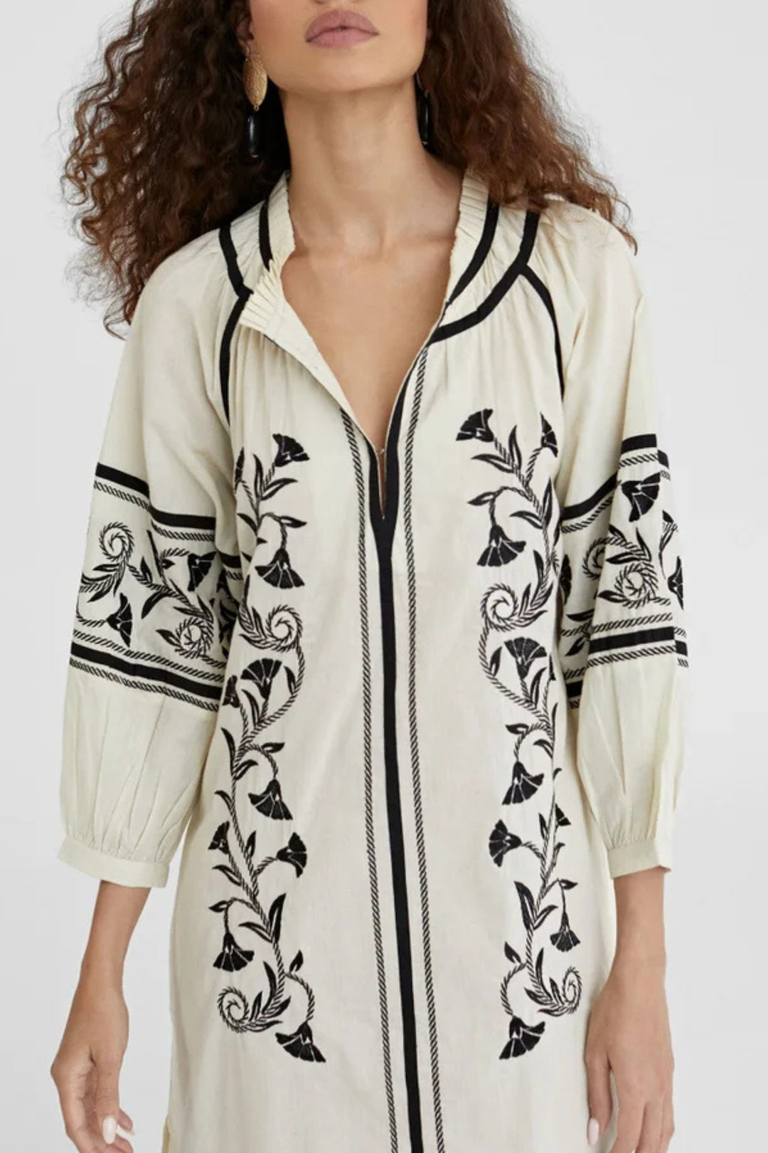 Off-White Embroidered Cotton Dress