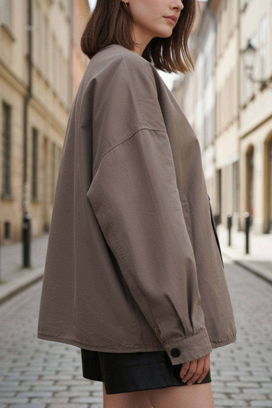 Diagonal Flap Street Wrap Jacket