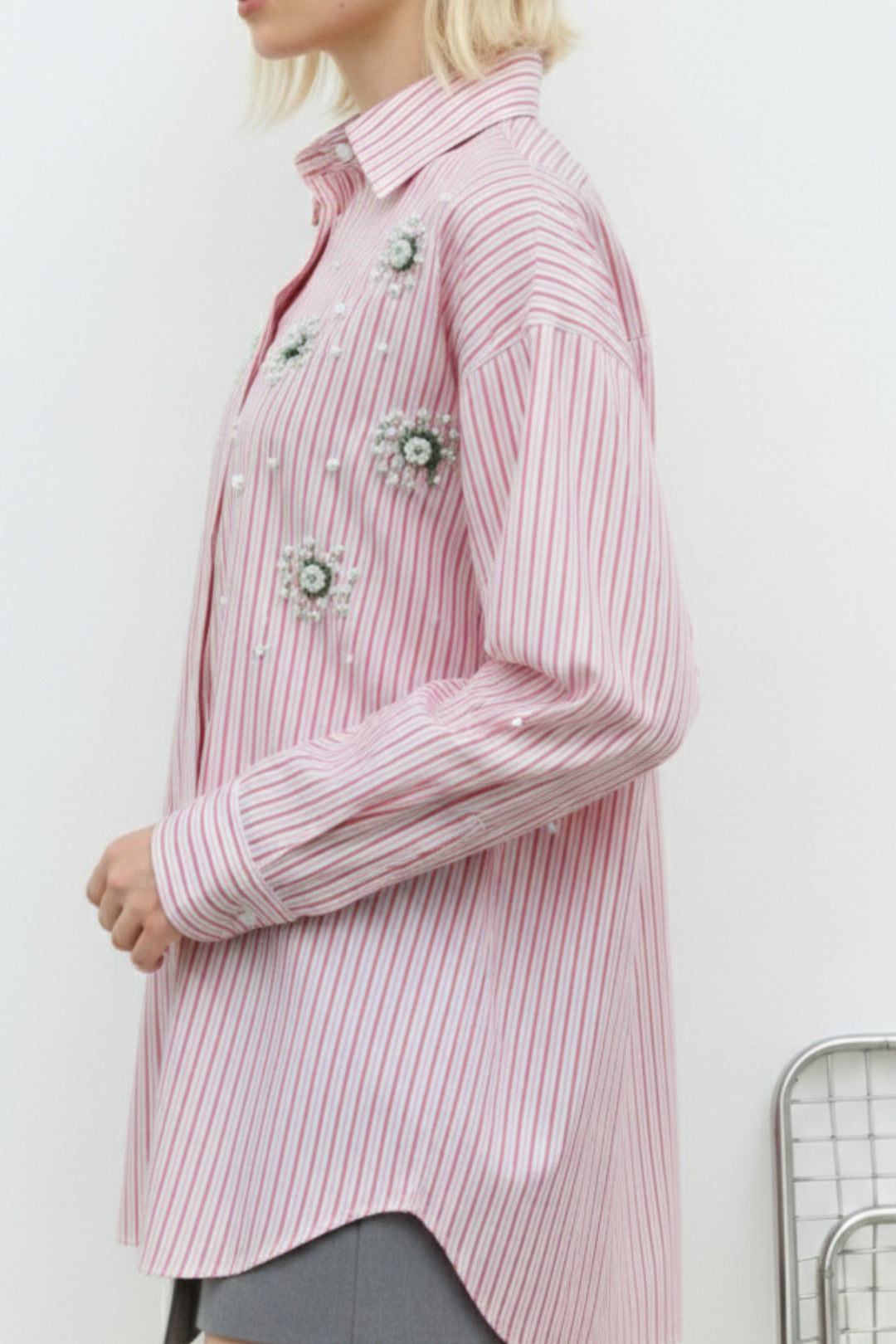 Pink Pearl Bloom Striped Shirt