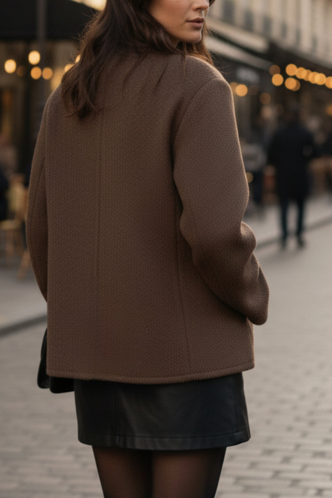 Brown V-neck wool Blazer