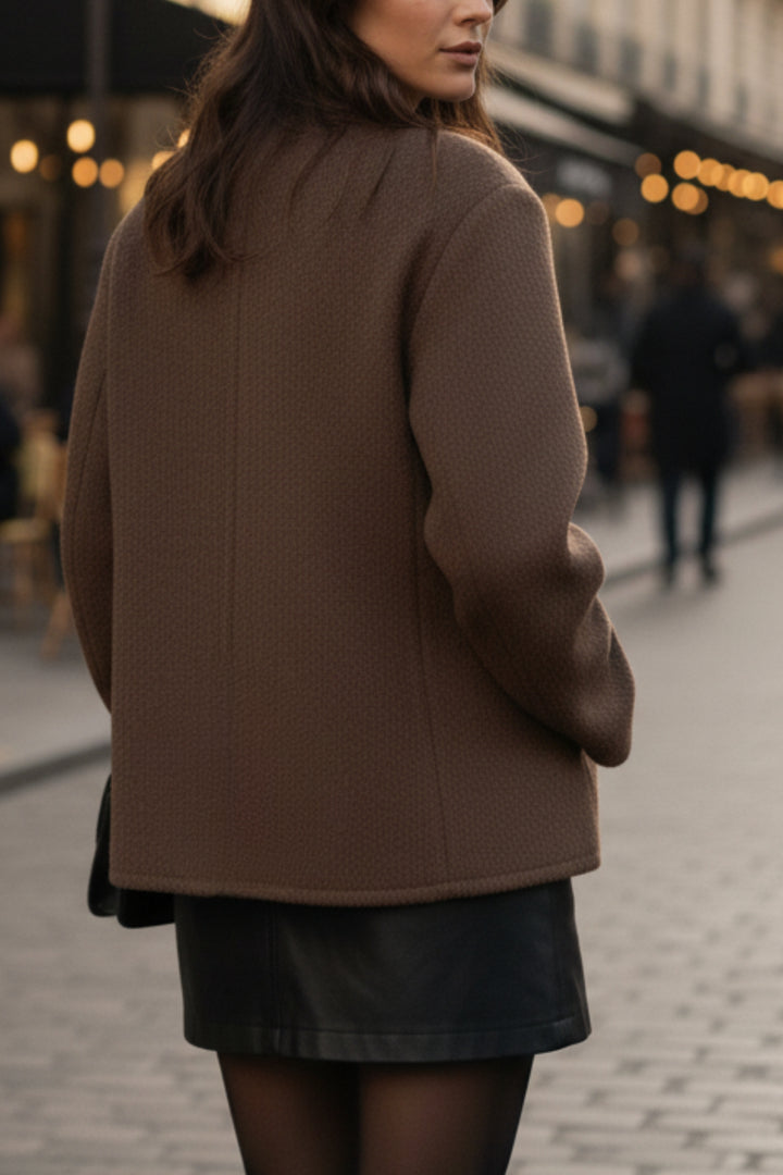 Brown V-neck wool Blazer