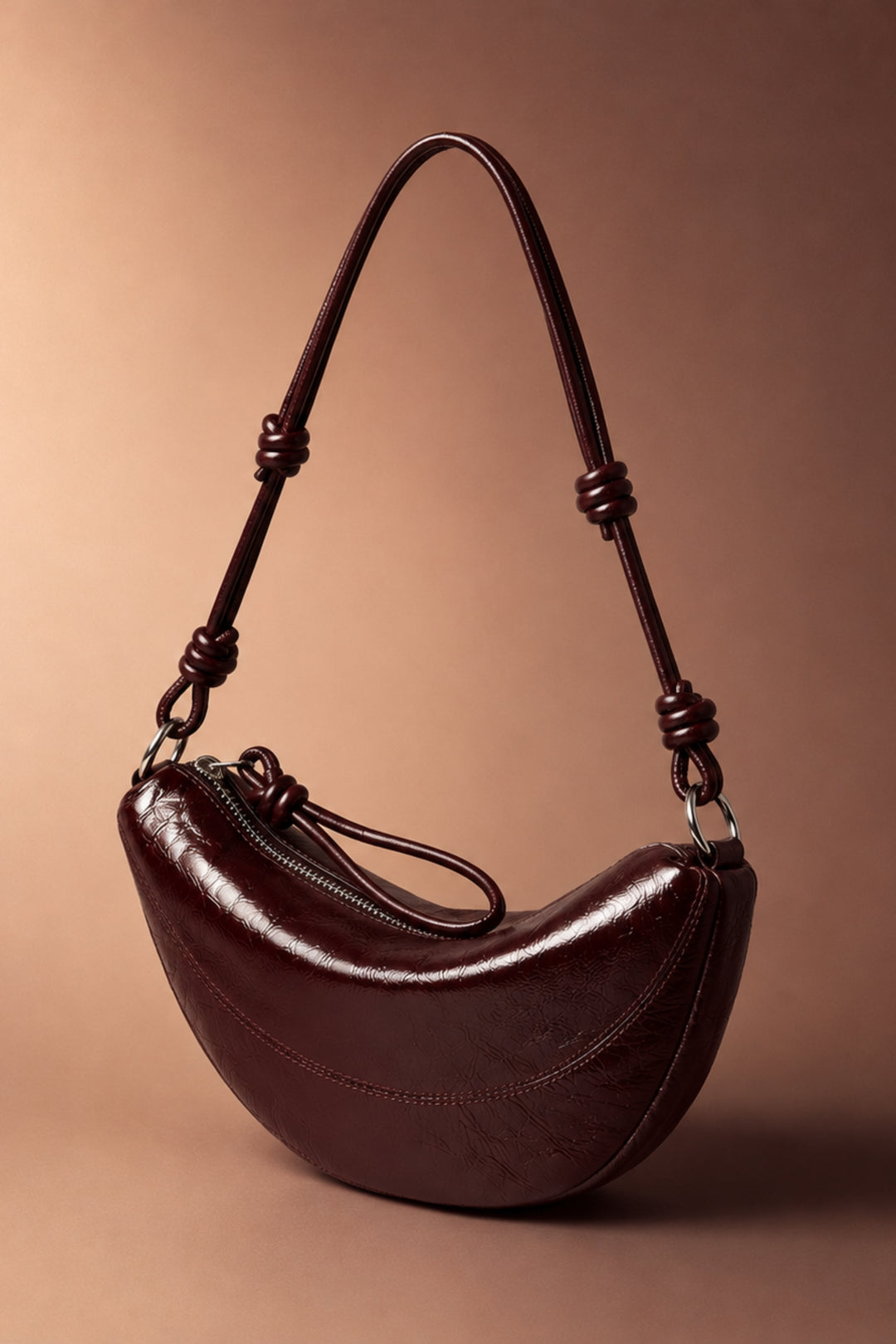 Wine Half-Moon Crossbody Bag