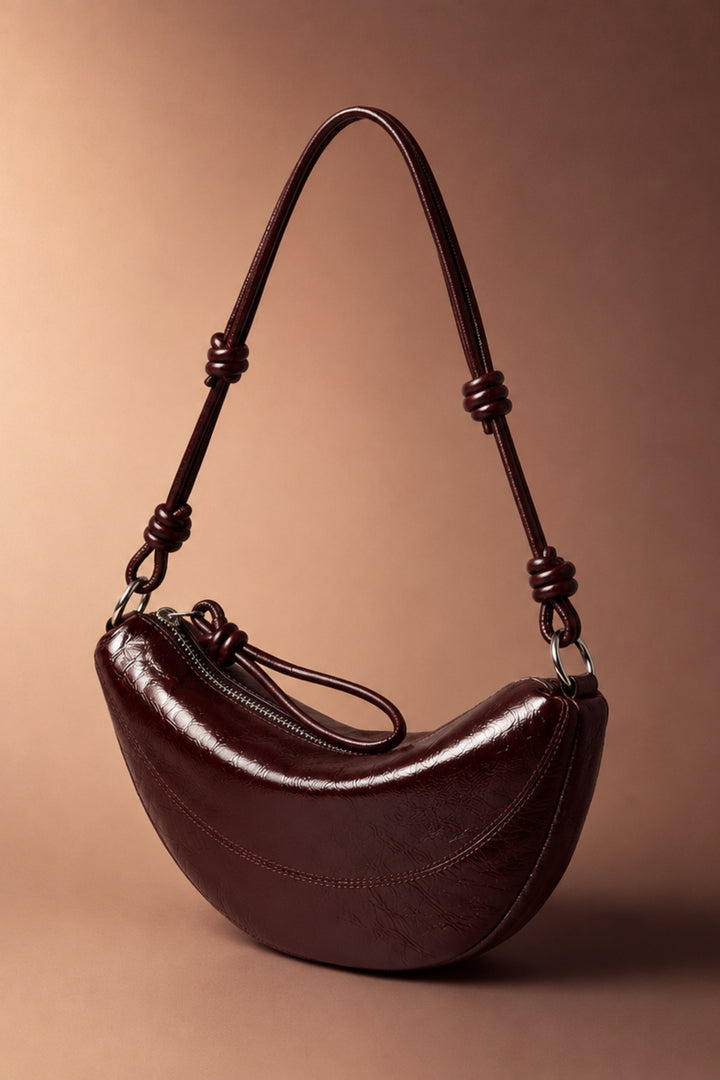 Wine Half-Moon Crossbody Bag