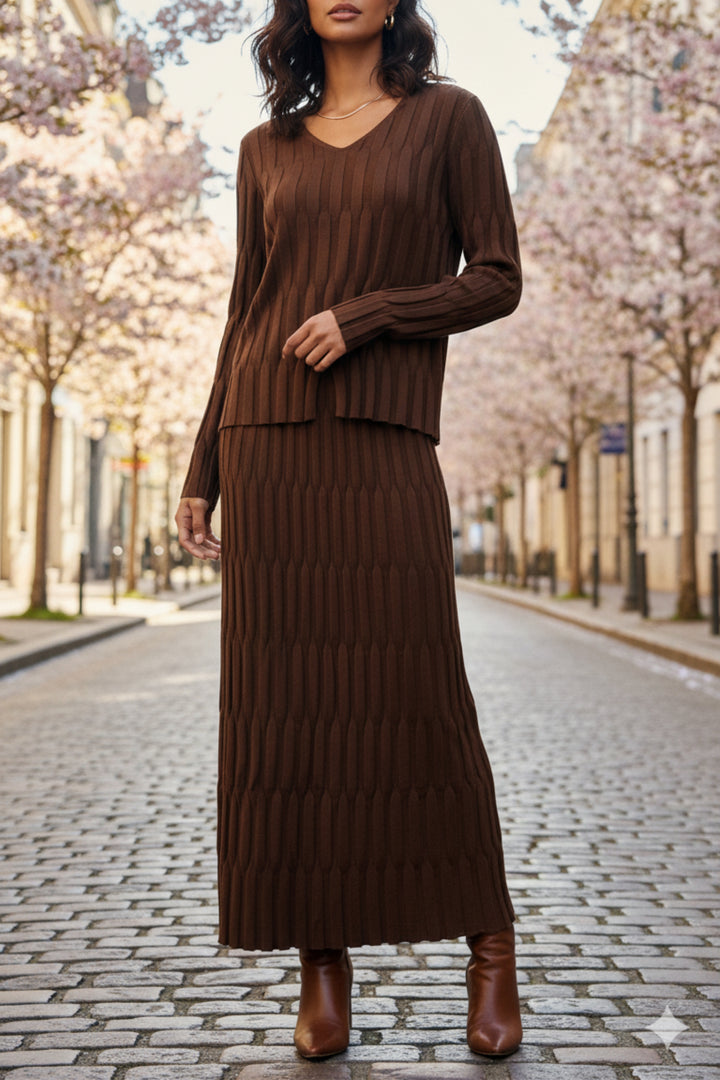 Walnut Wave Knit Skirt Co-ord Set