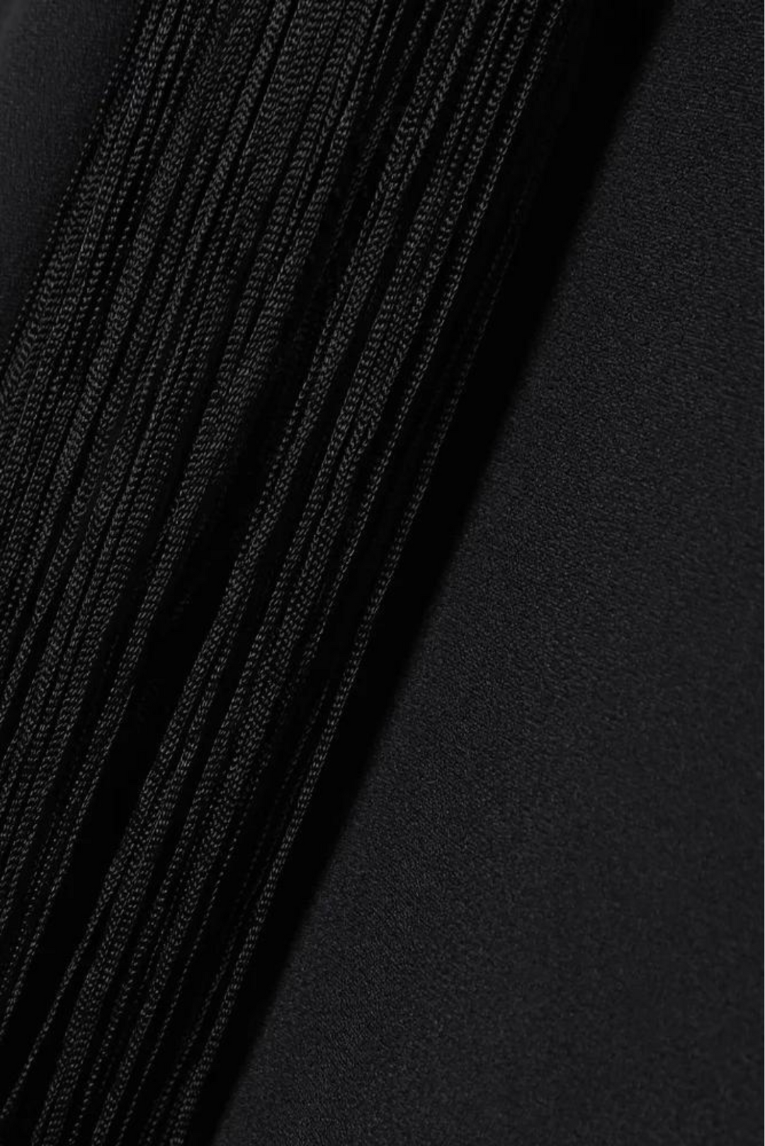 Black Silk Kaftan Dress With Fringe Detail